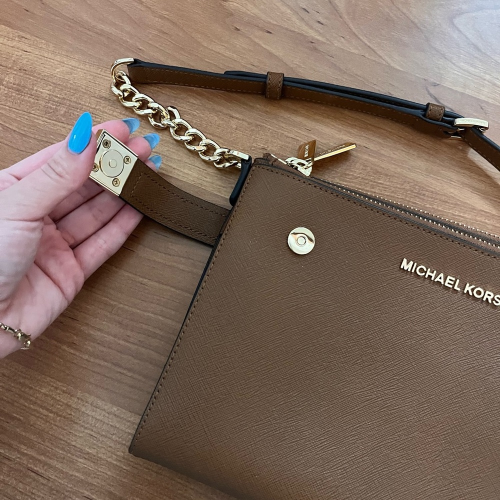 Michael Kors Brown Crossbody Bag with Gold Accents - Picture 3 of 5